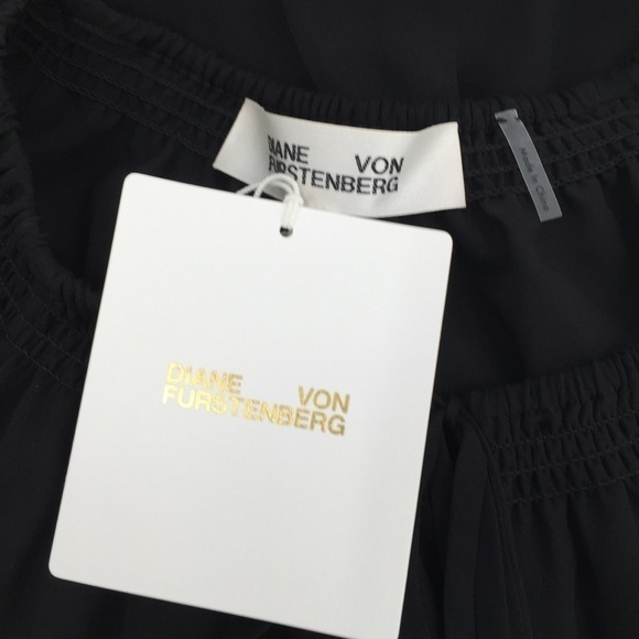 DVF Diane von Furstenberg Haven black silk sheer ruffle chiffon dress new S 4 6 - Picture 5 of 6